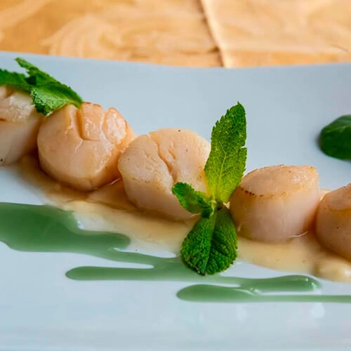 Capesante con riduzione al lime e menta fresca - Chef Lorenzo Quaranta - Hotel Milan Speranza au Lac