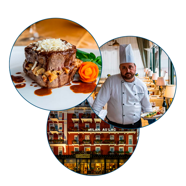 Chef Lorenzo Quaranta - Filetto di manzo, porcini e scaglie di Castelmagno - Ristorante Hotel Milan Speranza au Lac